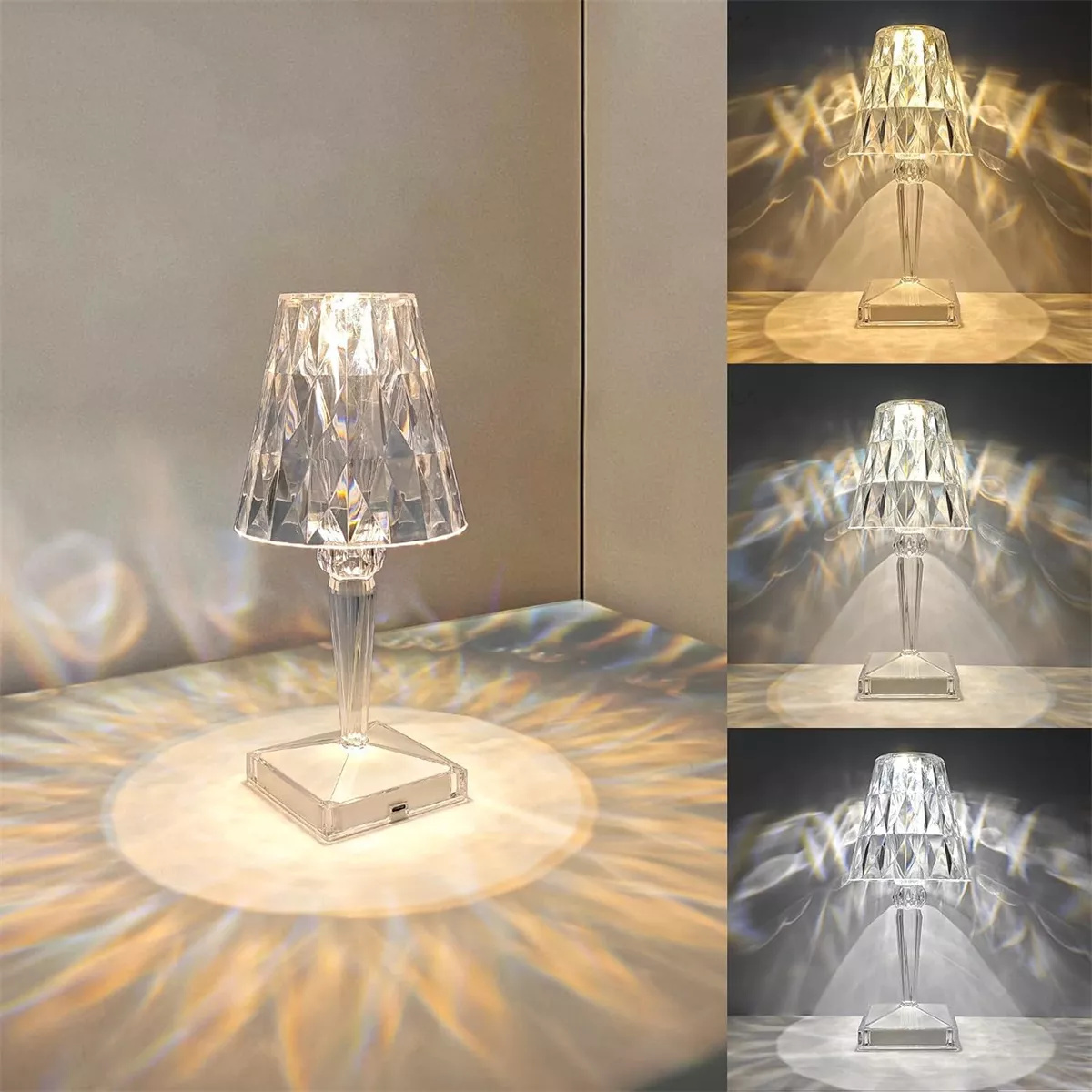 Lampara De Noche De Cristal 3d Recargable Por Usb Aigostar