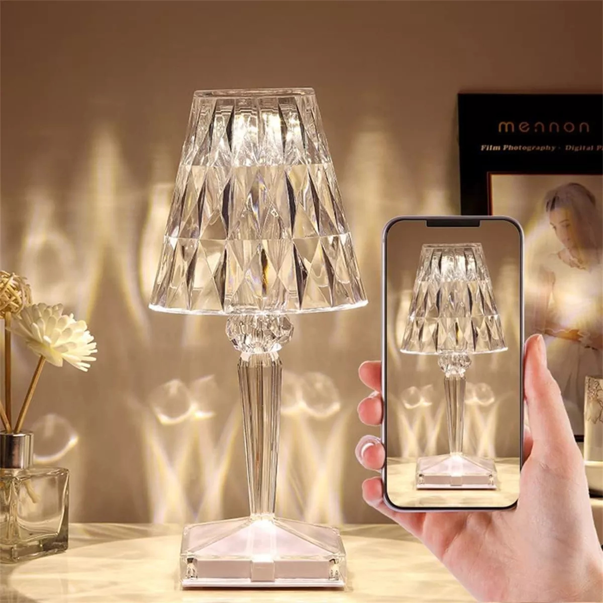 Lampara De Noche De Cristal 3d Recargable Por Usb Aigostar