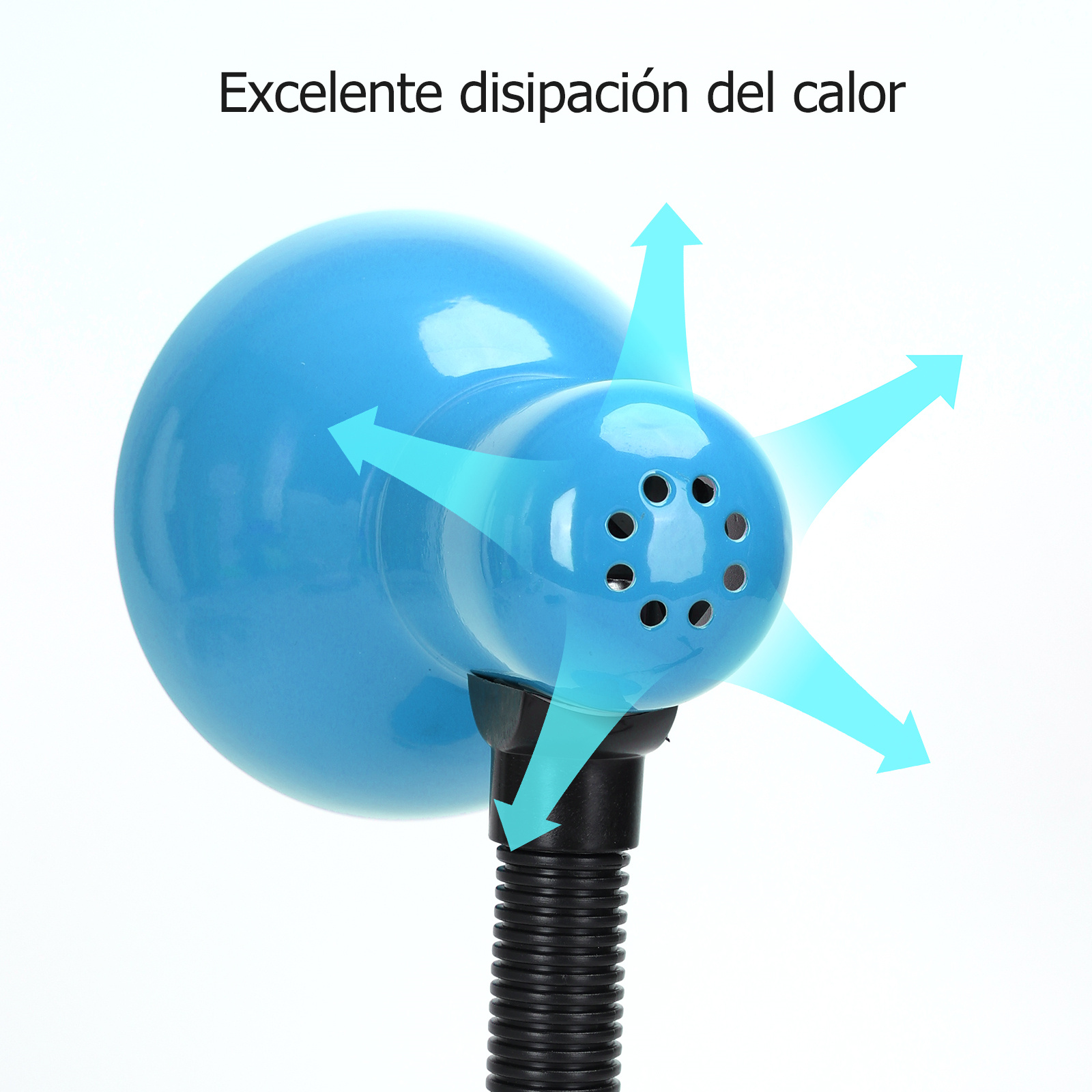 lámpara de mesa para lectura ajustable 360° azul, compatible con bombillas de casquillo E27, ideal para oficina o lectura,Aigostar