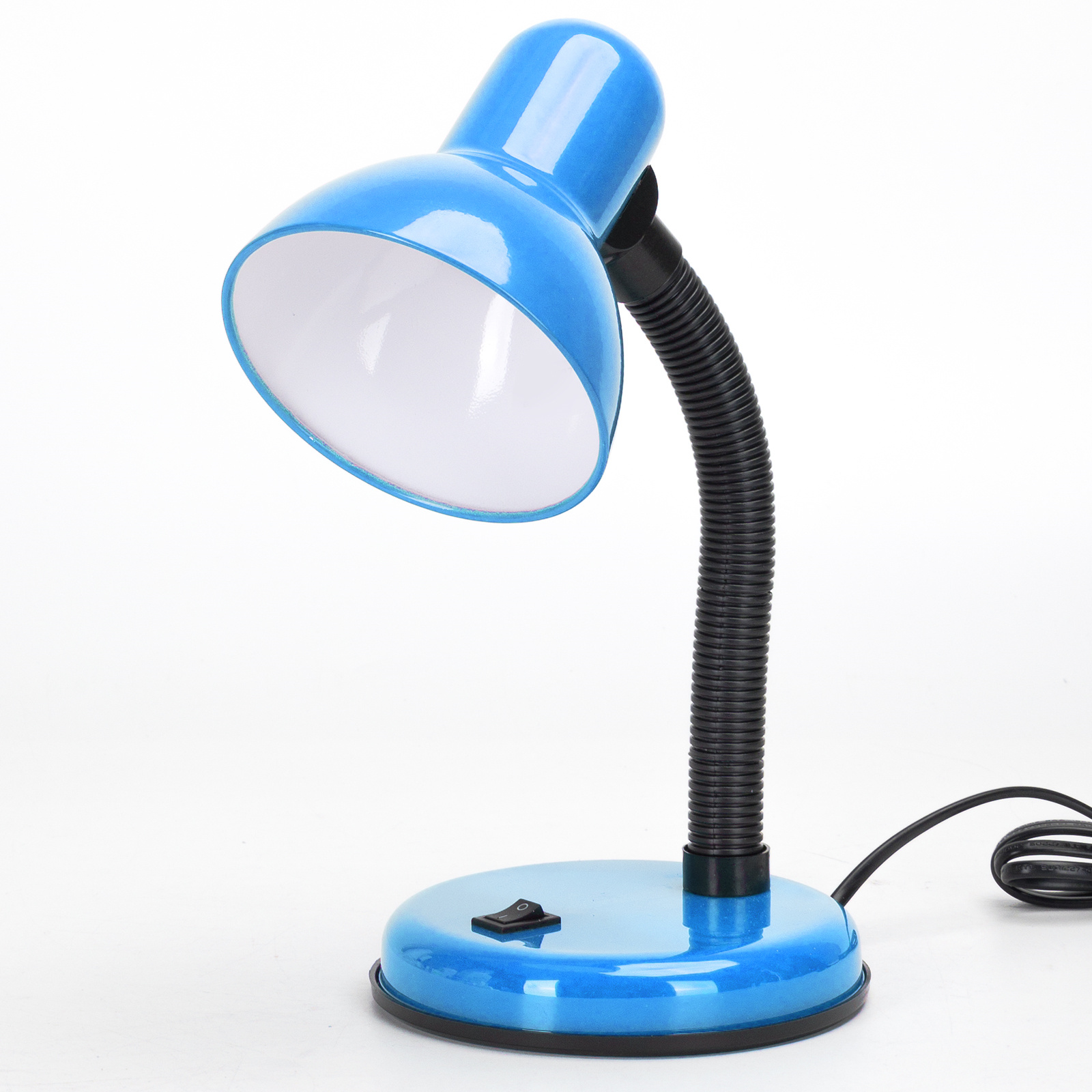 lámpara de mesa para lectura ajustable 360° azul, compatible con bombillas de casquillo E27, ideal para oficina o lectura,Aigostar