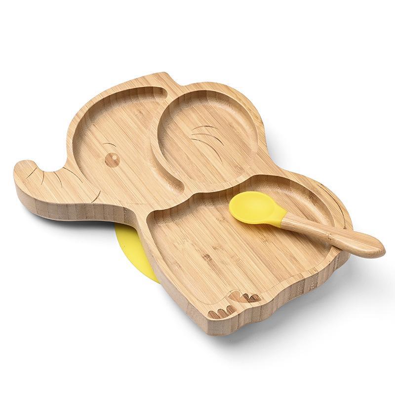 Plato de bambú Babybamboo set de alimentacion elefante