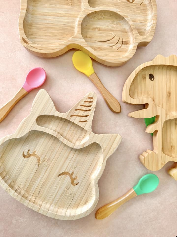 Plato de bambú Babybamboo set de alimentacion elefante