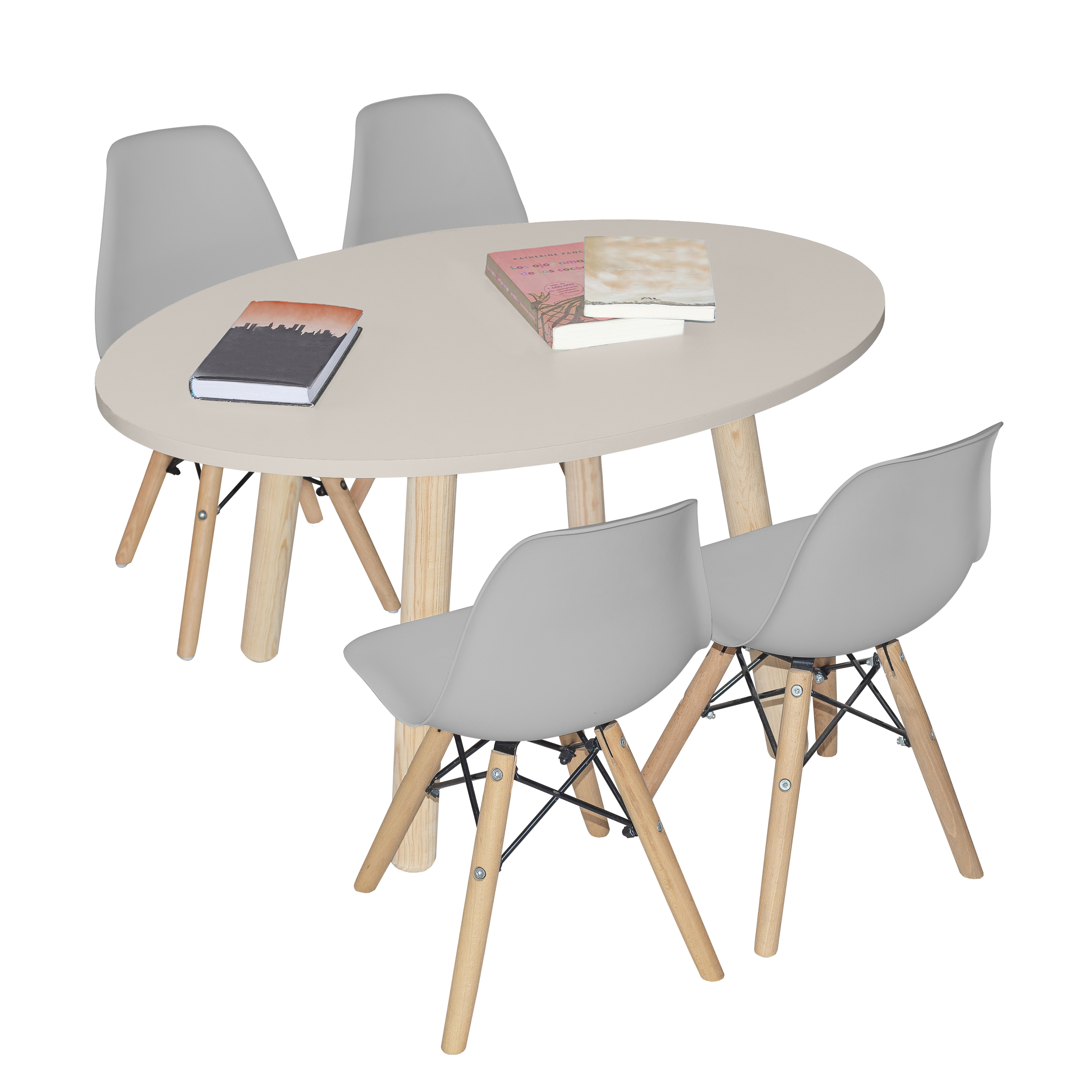 Comedor moderno para niños de preescolar, Mesa  Gris con sillas grises  - DUDUK