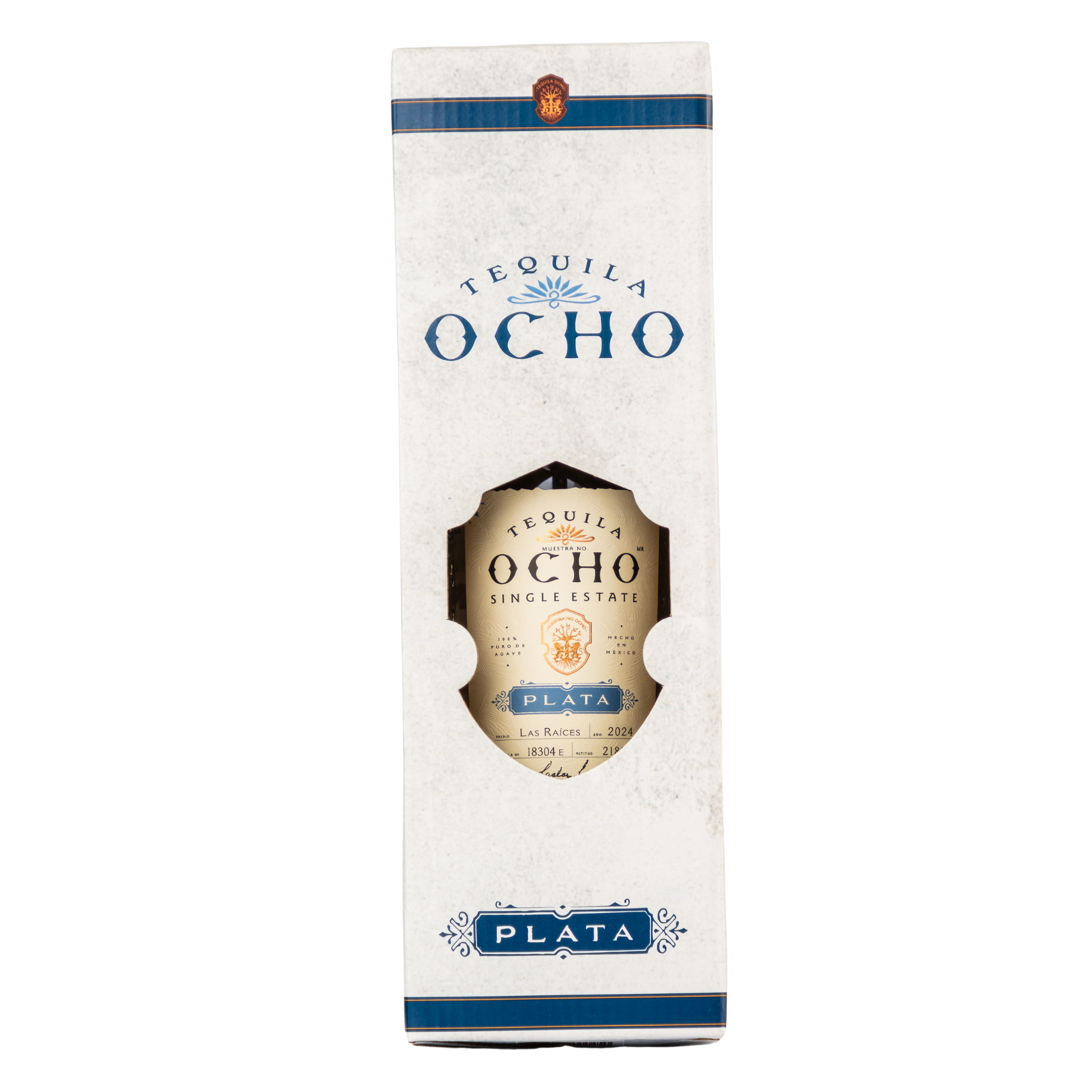 Tequila Ocho Plata 750 Ml Con Vaso De Aluminio