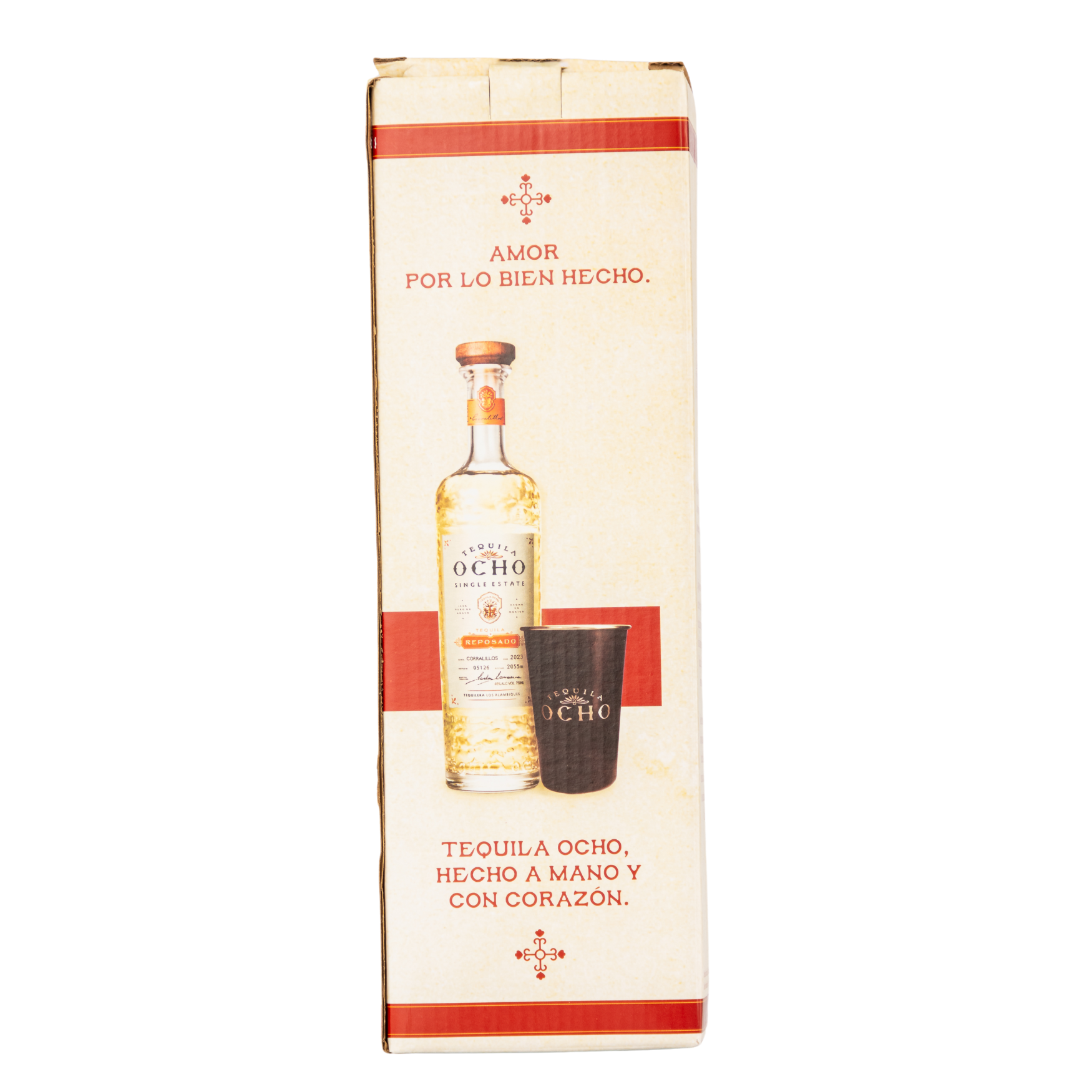 Tequila Ocho Reposado 750 Ml Con Vaso De Aluminio
