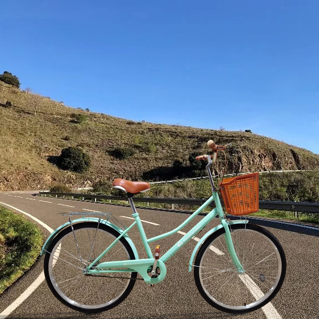 Bicicleta Urbana Rodada 26 con Canasta para Bicicleta para Adulto Turquesa Bluelander 