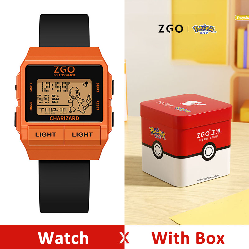 Original Pokemon ZGO Anime Reloj Impermeable Luminoso Regalo NARANJA