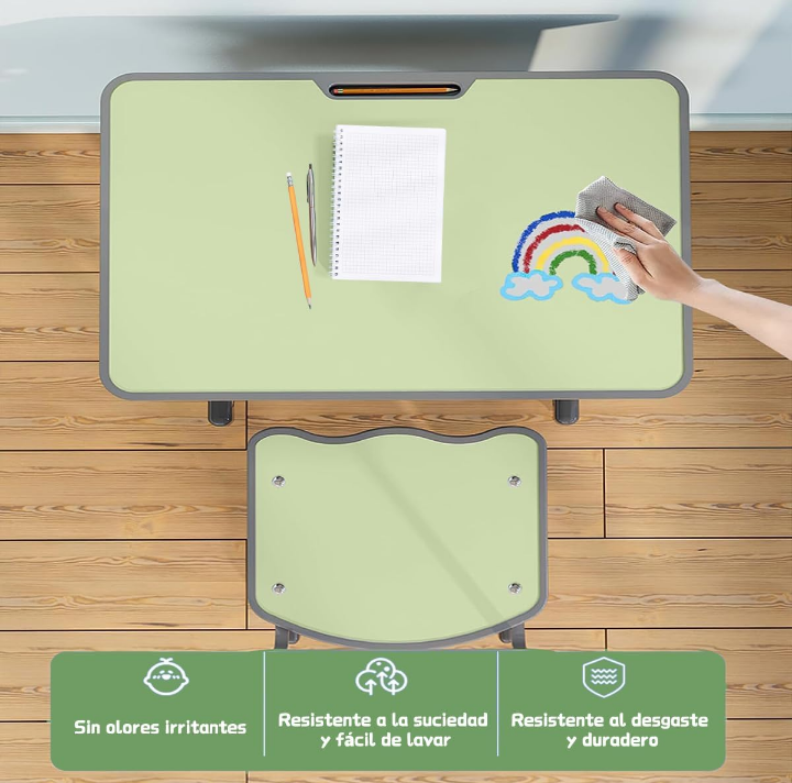 Kit de mesa escritorio y silla para niños altura ajustable 