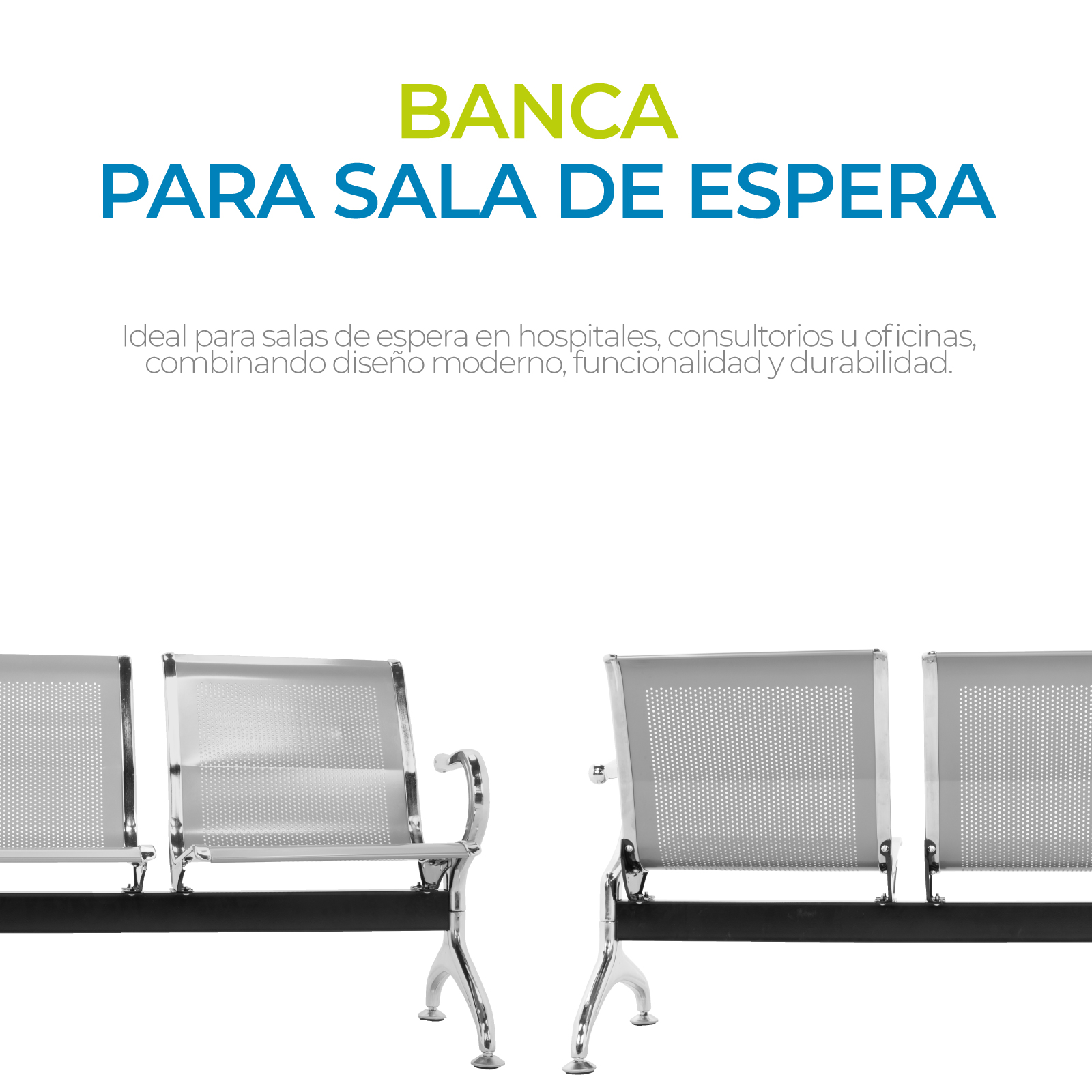 Banca De Acero 4 Plazas Sala Espera Oficina Consultorio Onof