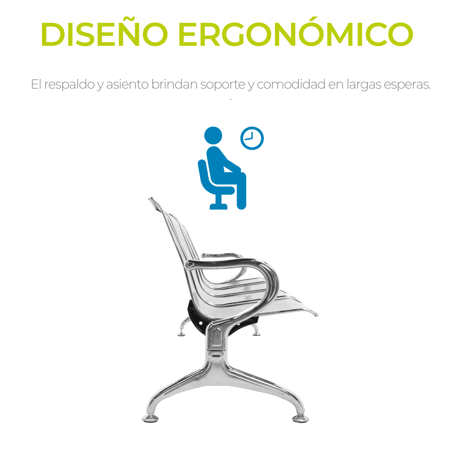 Banca De Acero 4 Plazas Sala Espera Oficina Consultorio Onof
