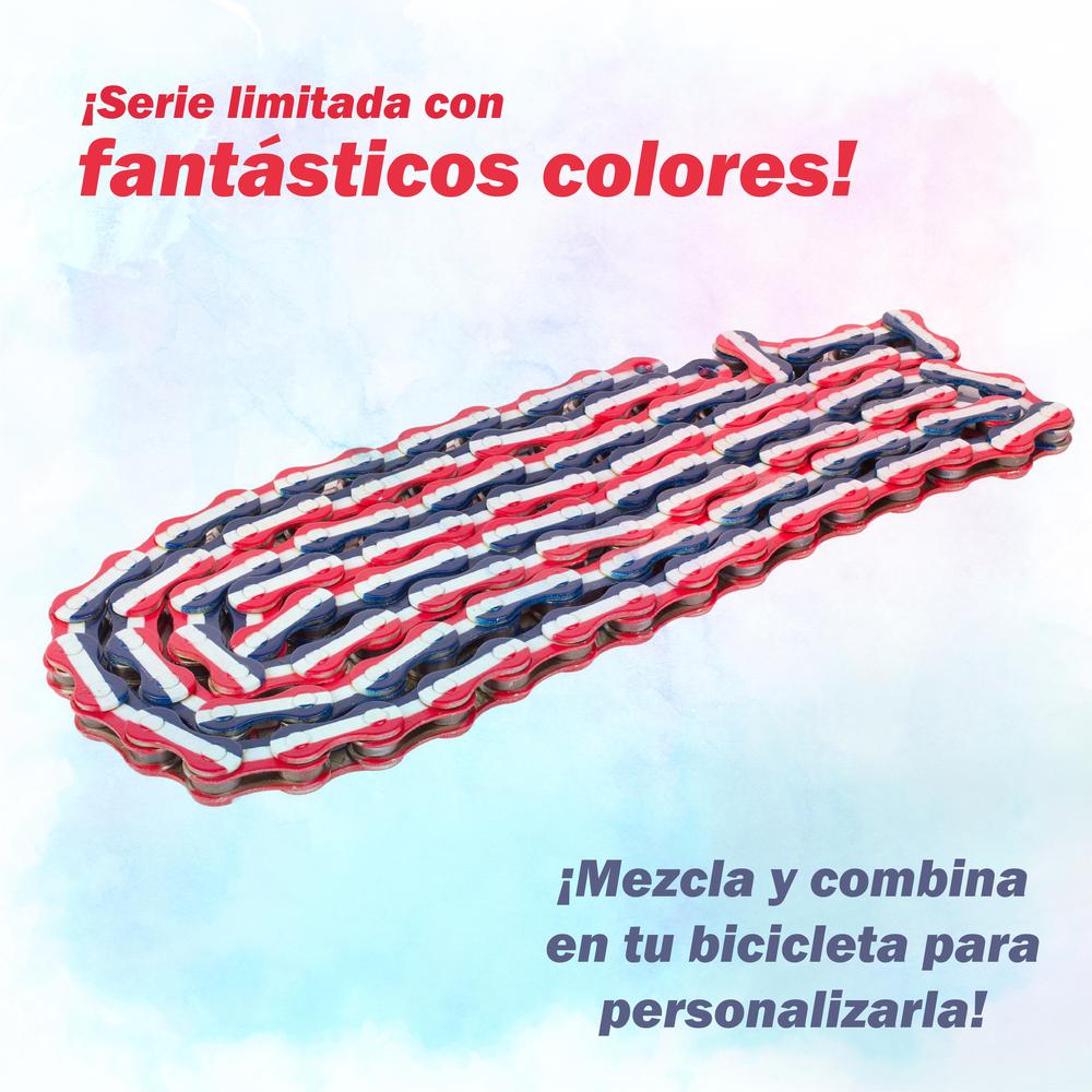 Cadena para bicicleta 6/10 pasos 112L rojo Patriot KMC