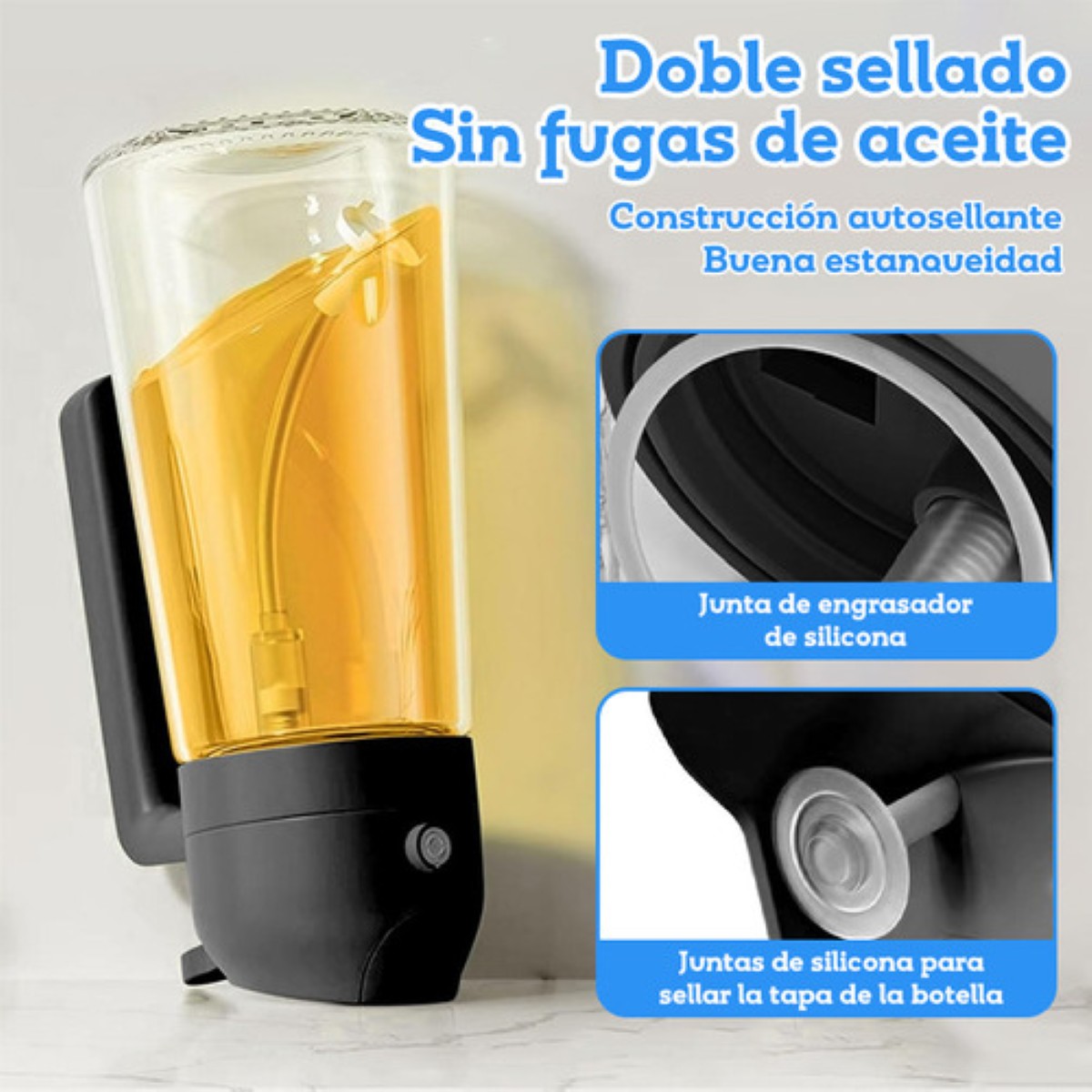 2en1 Aceitera De Cocina Y Atomizador De Aceite De Cocina 2pz BEIGUE NEGRO