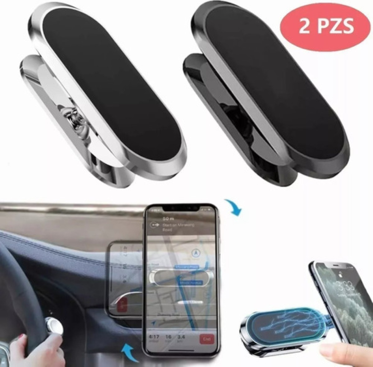 Soporte Magnético Celular Para Auto,base Para Celular Coche PLATA