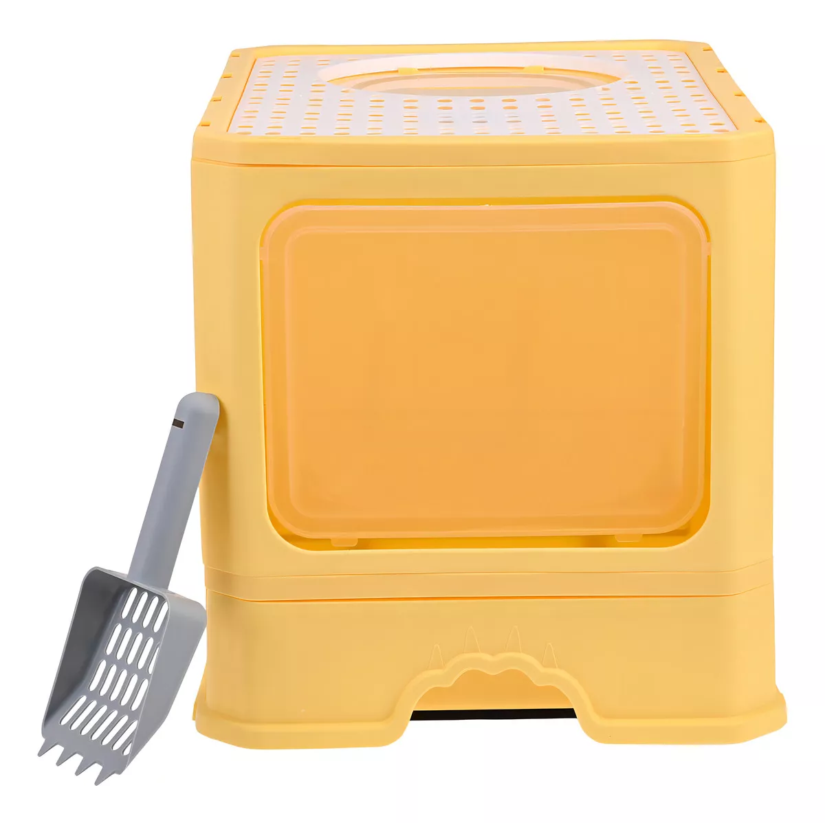 Arenero Bandeja Sanitaria Grande Gato Cerrado Filtro Y Pala Amarillo