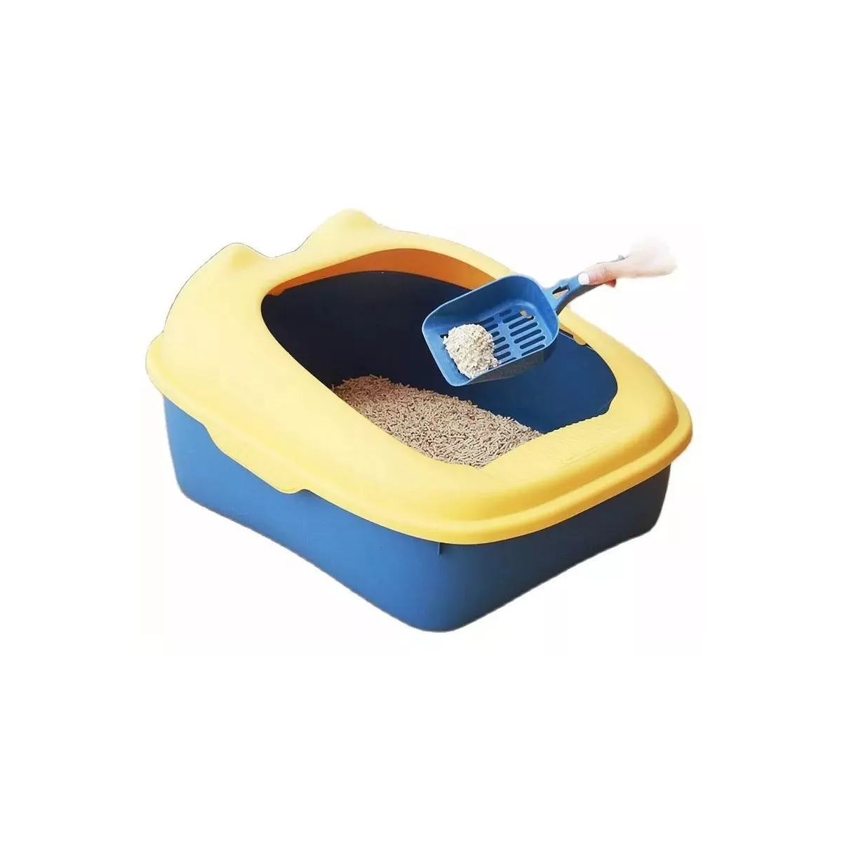 Arenero Antisalpicaduras Con Recogedor  Media Azul, Amarillo