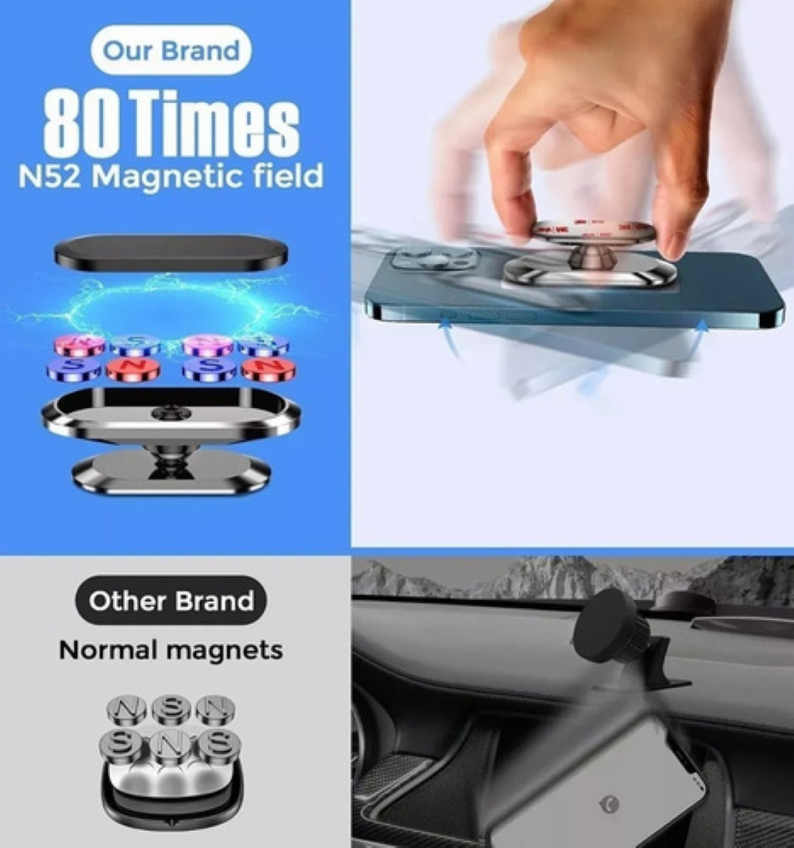 Soporte Magnético Celular Para Auto,base Para Celular Coche PLATA