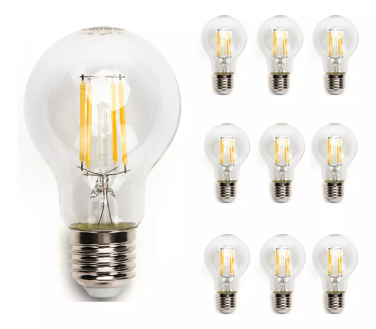 Lampara Foco Vintage Led Ahorrador E27 A60 8w 10pcs Aigostar