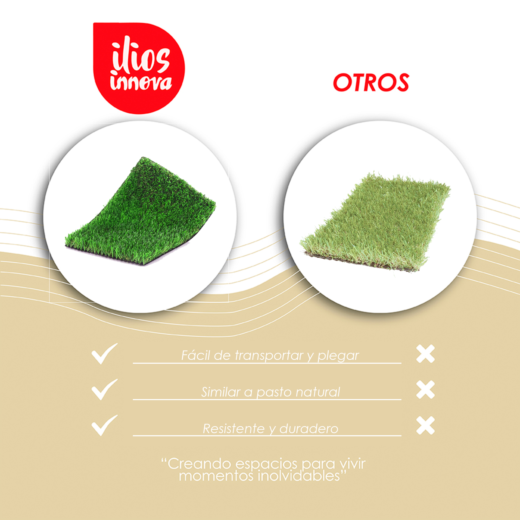 Ilios Innova | Césped Artificial, Pasto Sintético 30mm 1 Metro Cuadrado