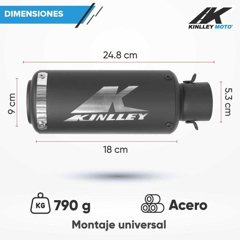 Escape para moto negro mate 38/51mm Universal Kinlley