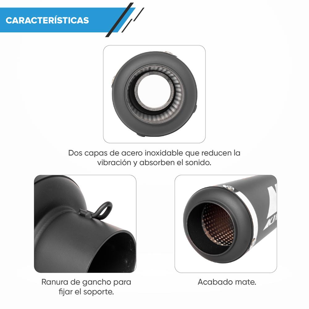 Escape para moto negro mate 38/51mm Universal Kinlley