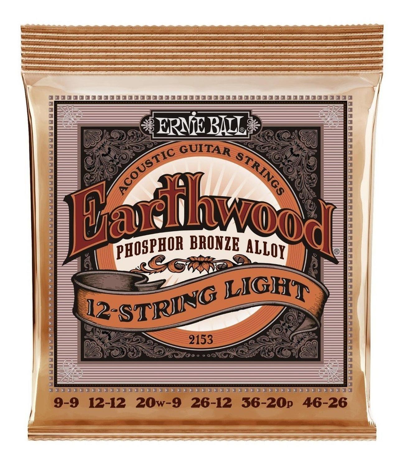 Ernie ball Encordadura Earthwood 12 cuerdas Light phosphor bronze 09-46