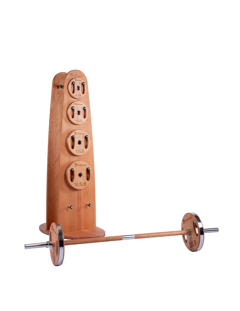 Set Barra Con Discos De Madera Unifitness