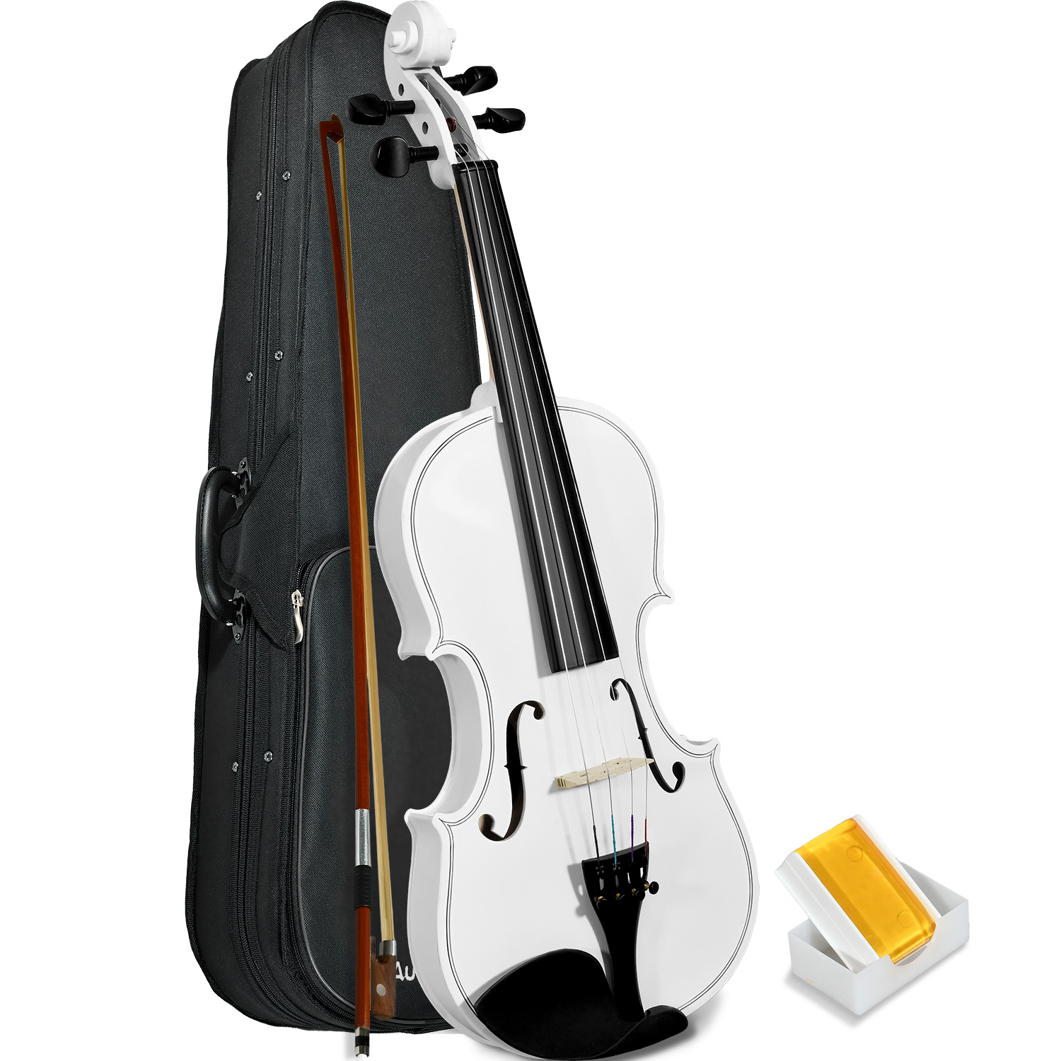 Violin Profesional  4/4 Principiante Blanco Incluye Cuerda Brea Estuche