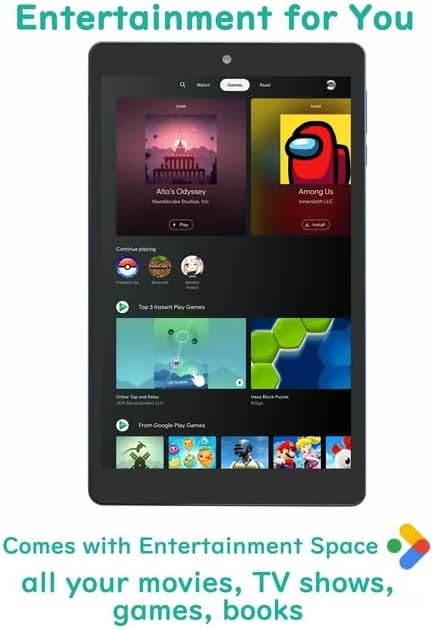 ONN Surf Tablet (2022) - 2.0 GHz Quad-Core, 32 GB de almacenamiento, 2 GB de RAM, 8 pulgadas (1280 x 800) visualización táctil, Android 11 Go, Malva 