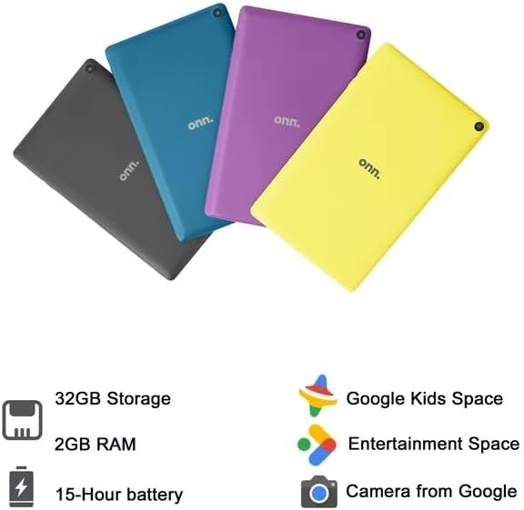 ONN Surf Tablet (2022) - 2.0 GHz Quad-Core, 32 GB de almacenamiento, 2 GB de RAM, 8 pulgadas (1280 x 800) visualización táctil, Android 11 Go, Malva 