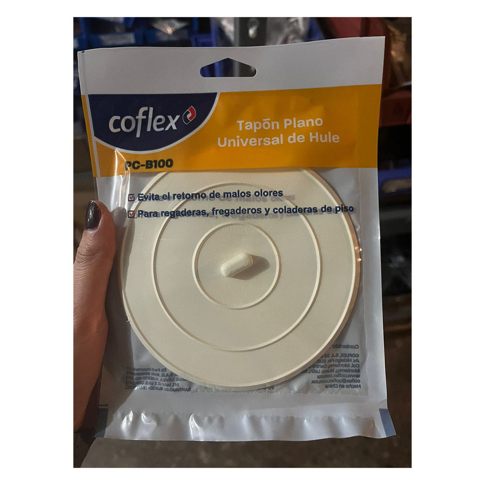 Tapón Plano Universal de Hule Para Coladera de 4" Coflex