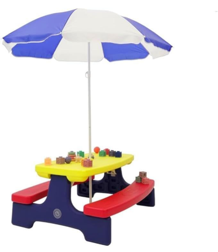 Mesa con sombrilla para niños jardín interior exterior 