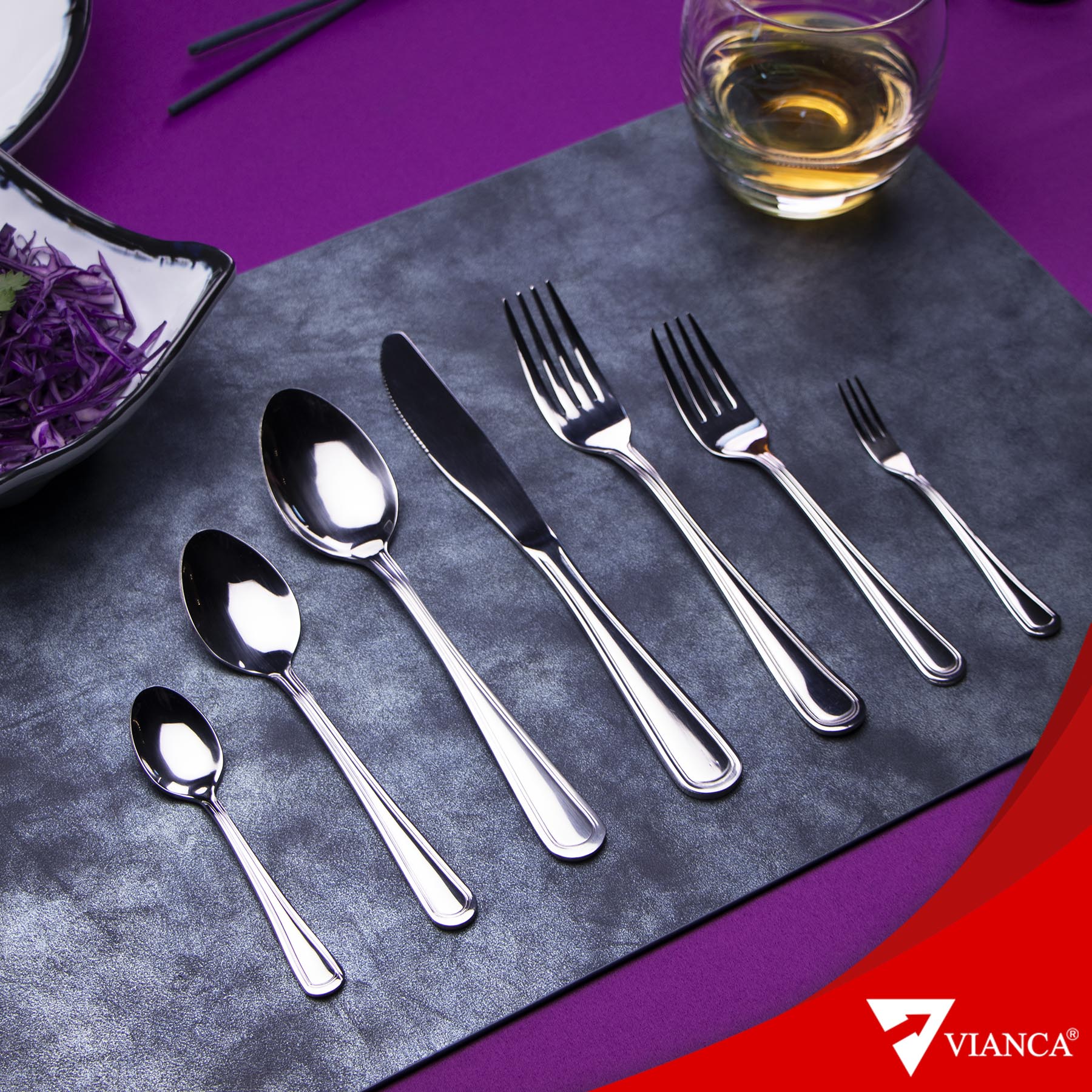 Juego de cubiertos 42 piezas Vianca colección Aurora  para 6 personas