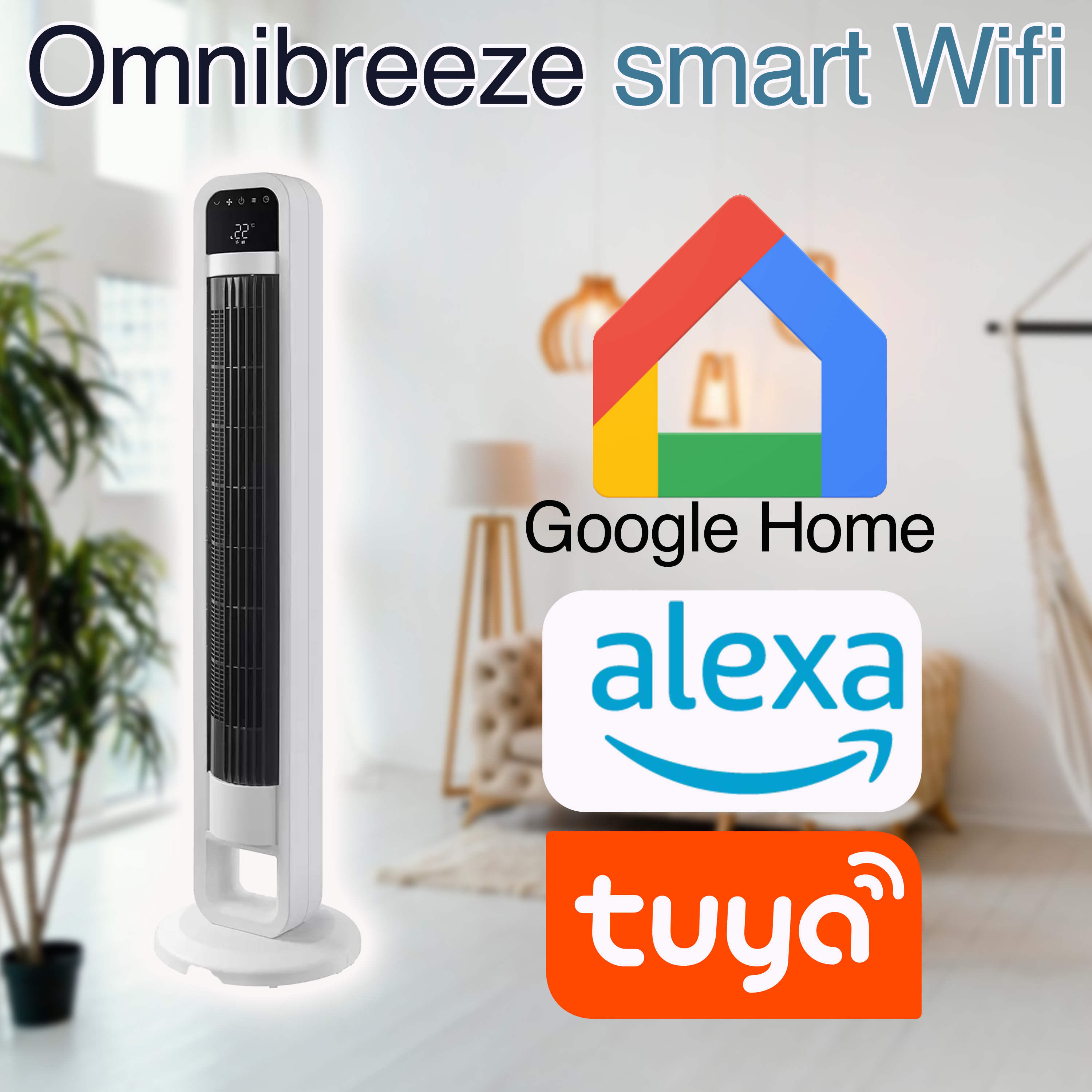 Ventilador De Torre 4 Velocidades Omnibreeze Smart Wifi 