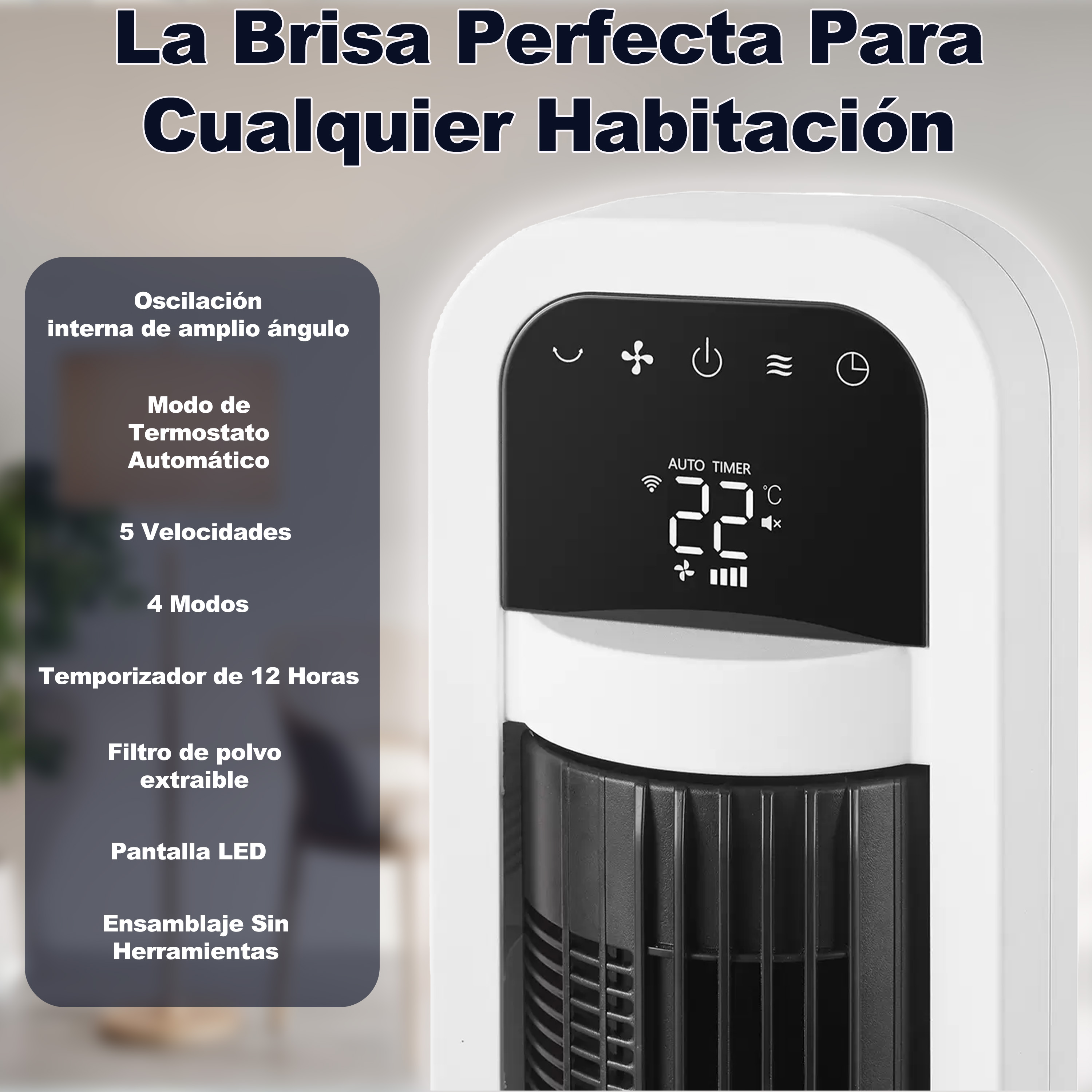 Ventilador De Torre 4 Velocidades Omnibreeze Smart Wifi 