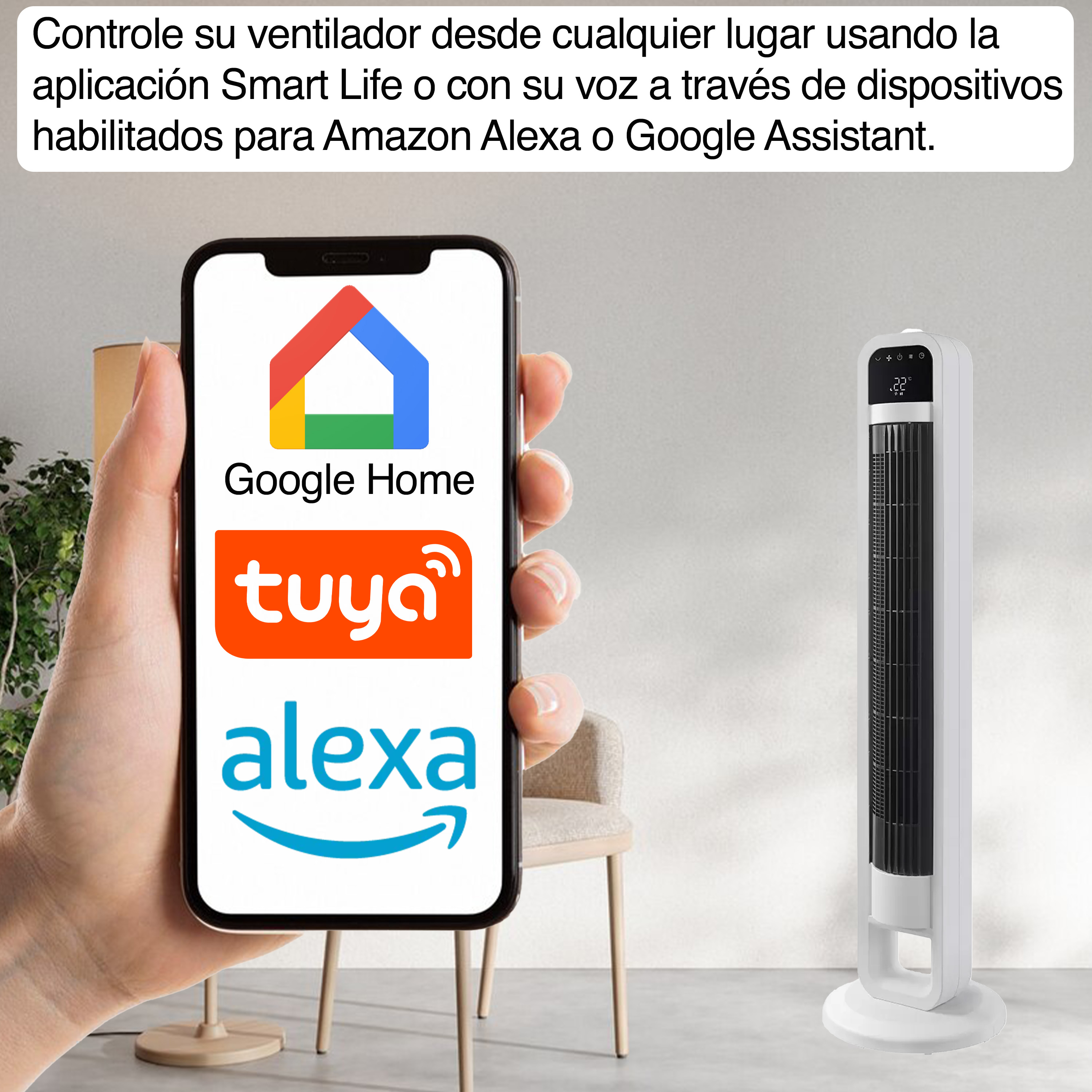 Ventilador De Torre 4 Velocidades Omnibreeze Smart Wifi 