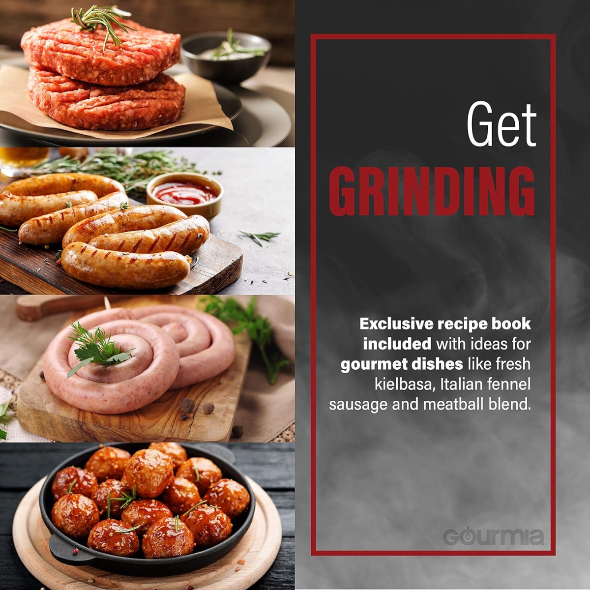 Molino de Carne Gourmia GMG525 Acero Inoxidable 500W Certificado ETL
