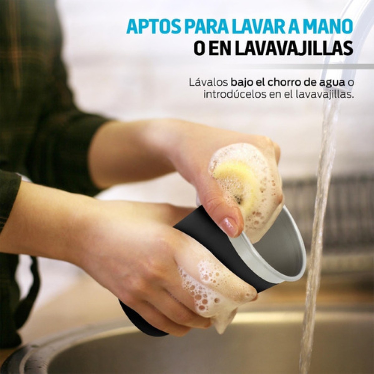 Set de 6 Vasos de Acero Inoxidable y Ecologicos (470 ml) negro mate