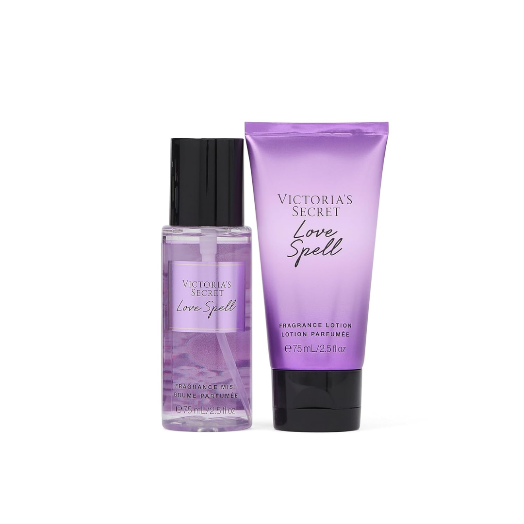 Victoria's Secret Love Spell Mini Fragrance Duo Gift Set | Mist & Lotion | Cherry Blossom & Fresh Peach 