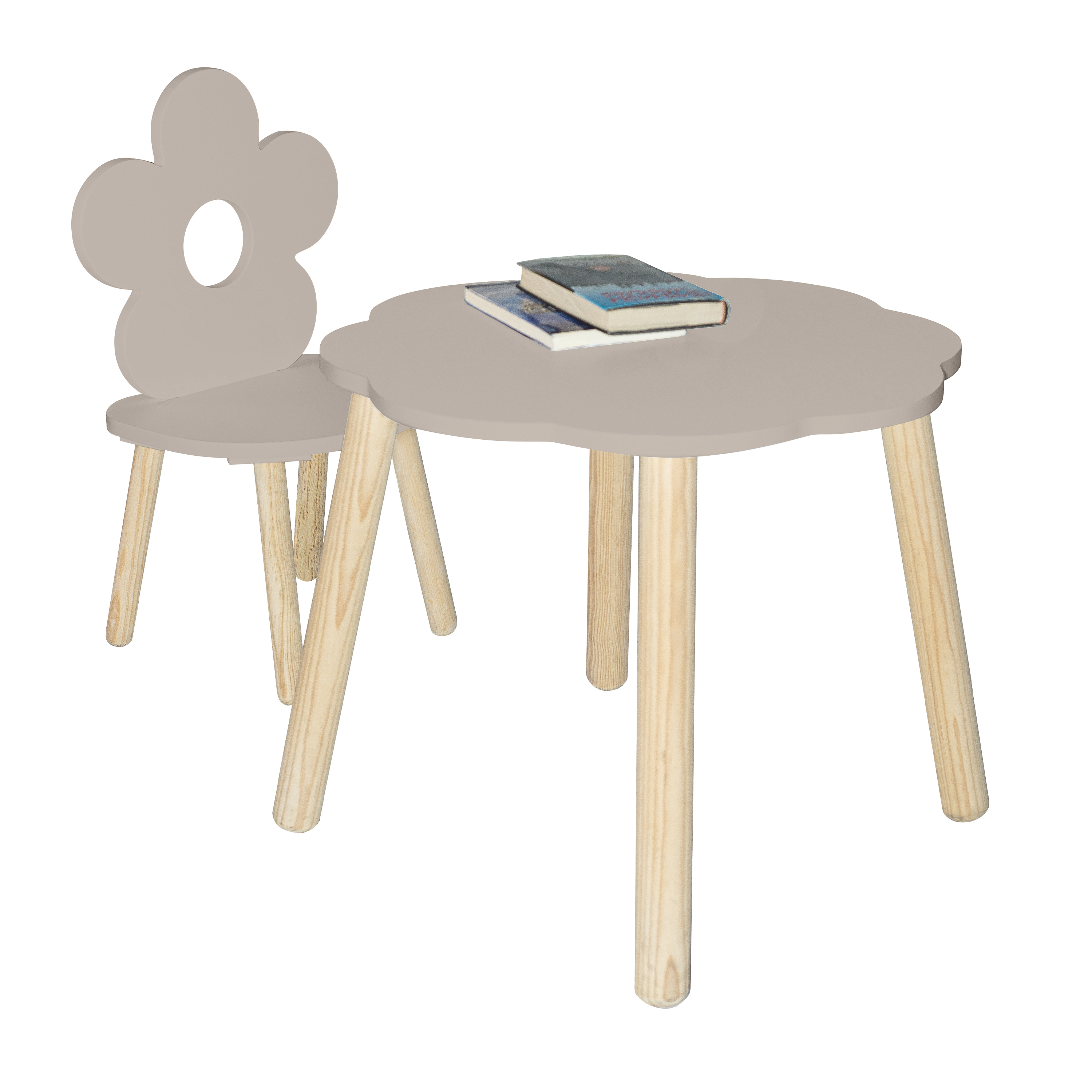 Set de Mesa y silla para niños pequeños y niñas pequeñas  (Gris oscuro)