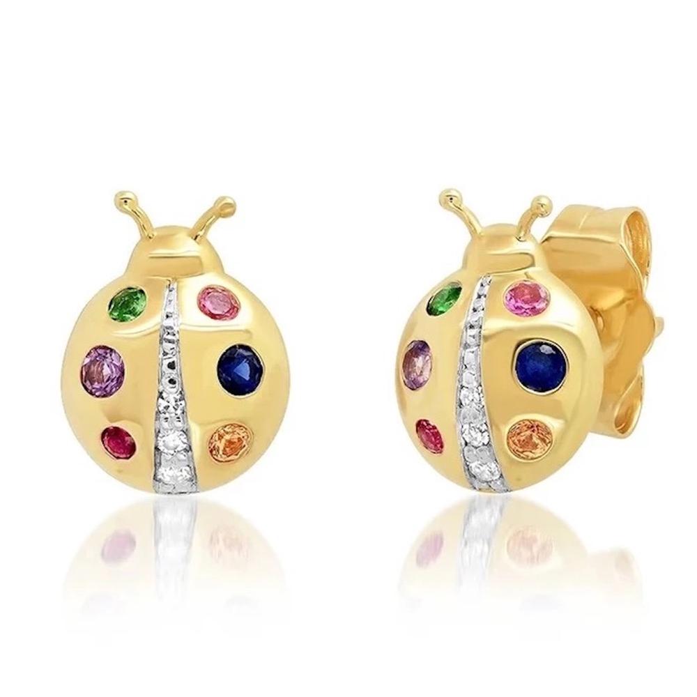 Aretes De Plata 925 Oro 18k Catarina Con Zirconias Colores