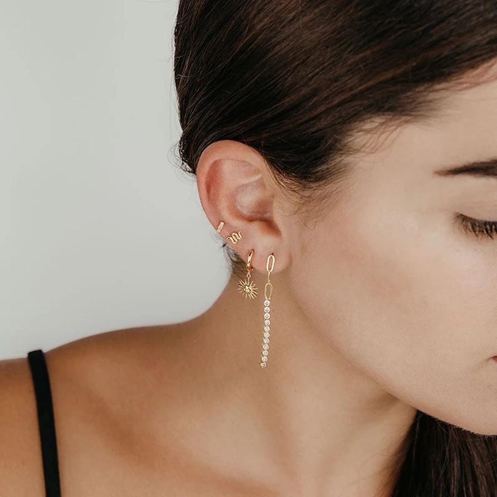 Aretes De Plata 925 Oro 18k De Sol Mujer Regalo Huggies