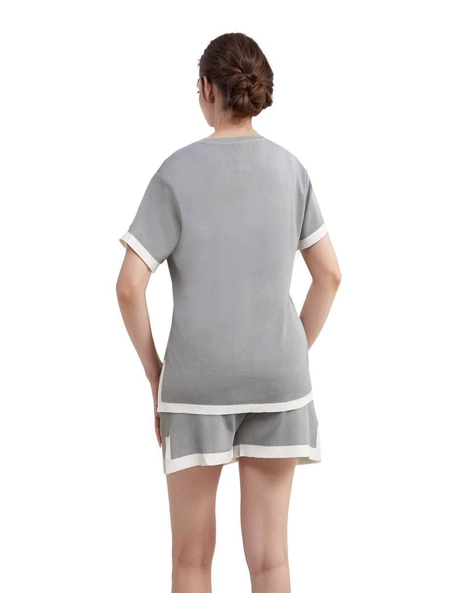 Conjunto casual tejido blusa manga corta y short 