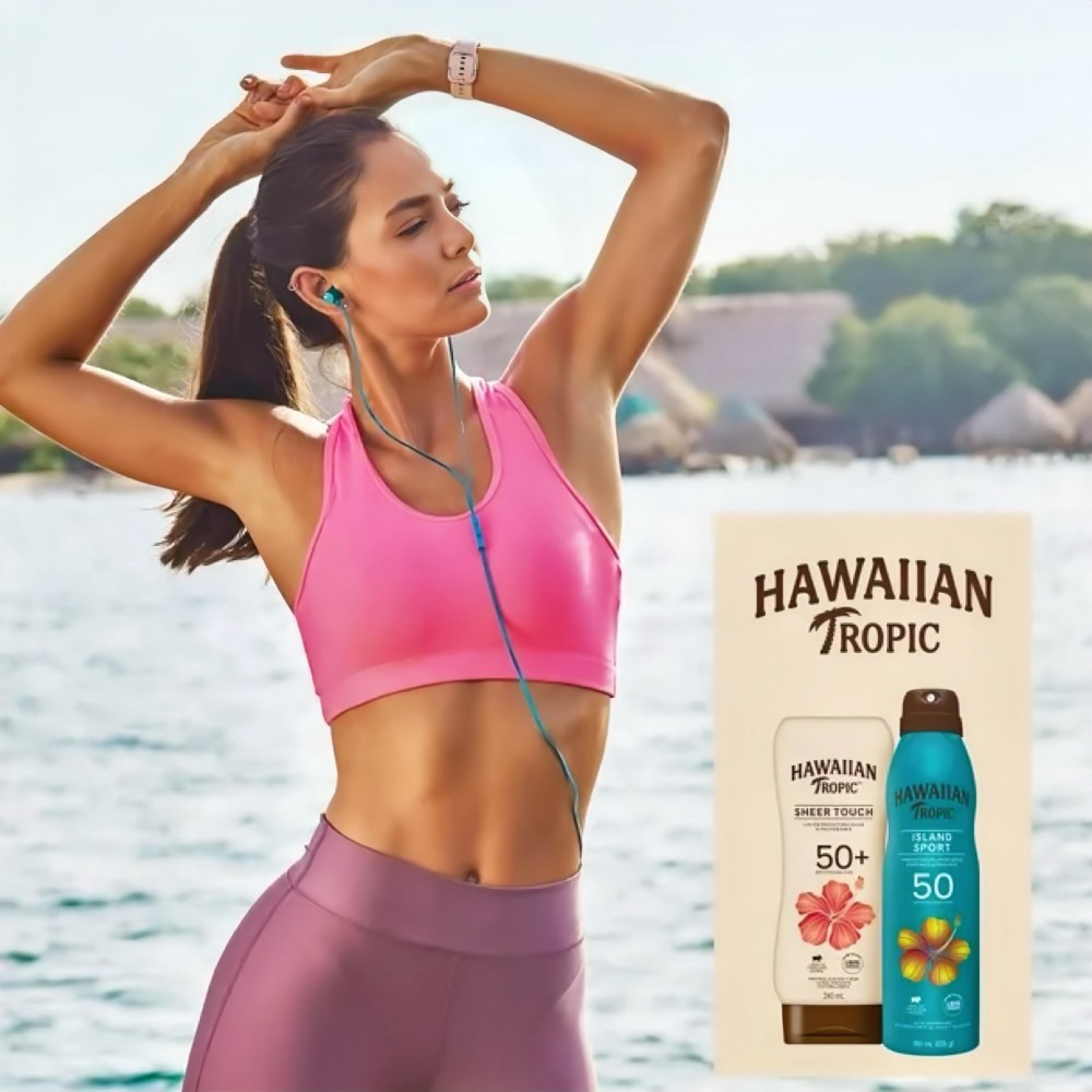 Protector Solar Hawaiian Tropic,  Sheer Touch y Island Sport, 4 piezas
