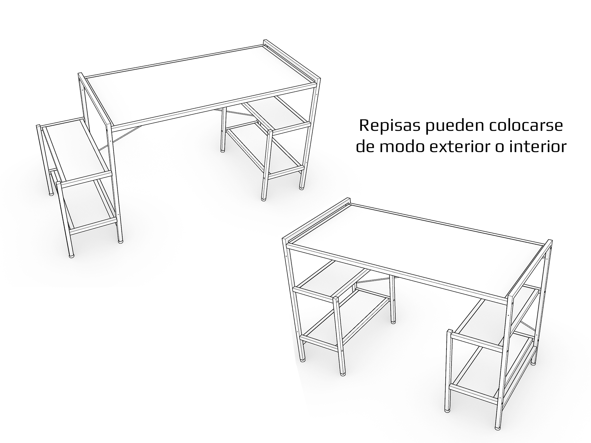 Desk-Top Modelo N Escritorio Gamer marca Ambientika (Blanco)