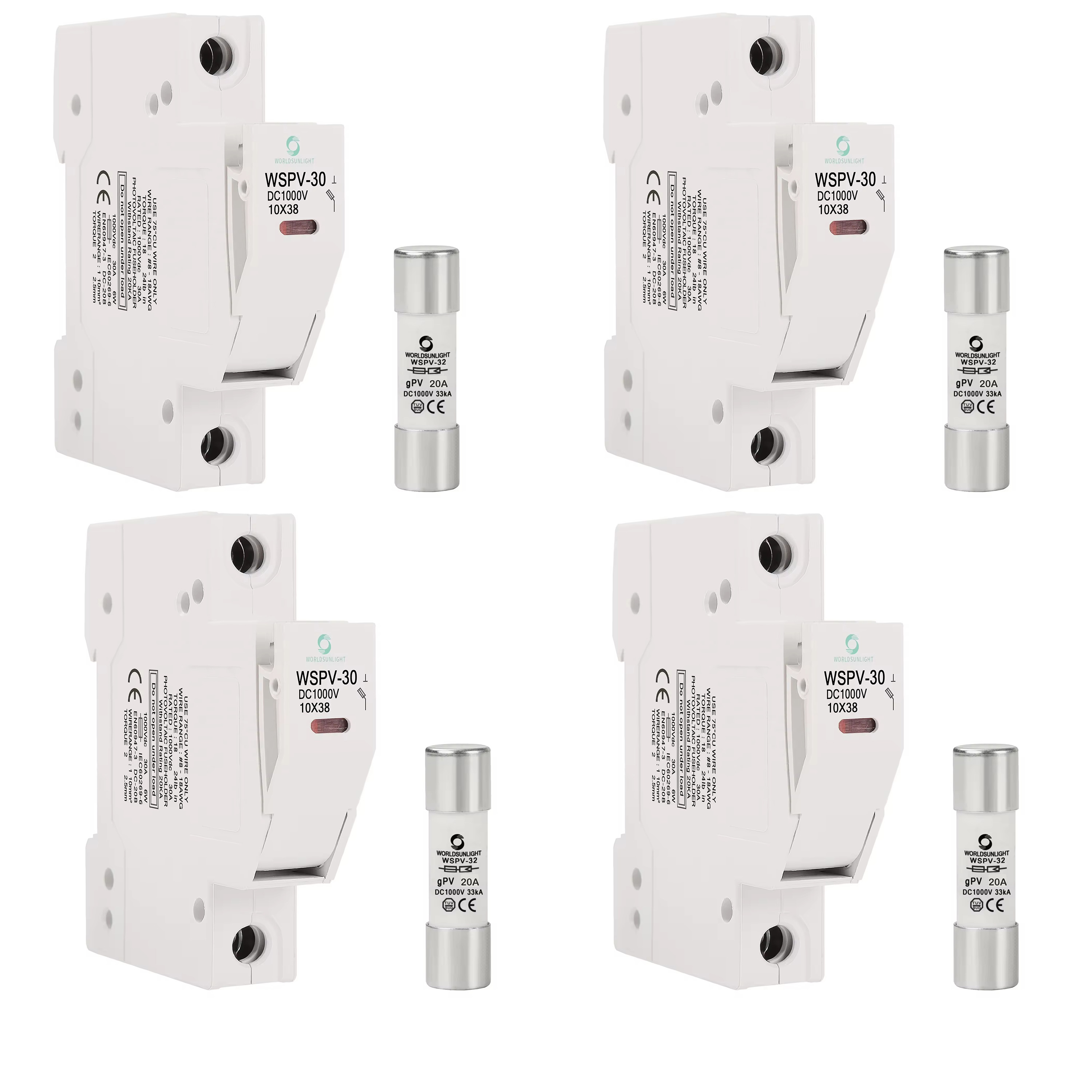 Portafusible Con Fusible Panel Solar 1000vcd Riel Din Pack 4   