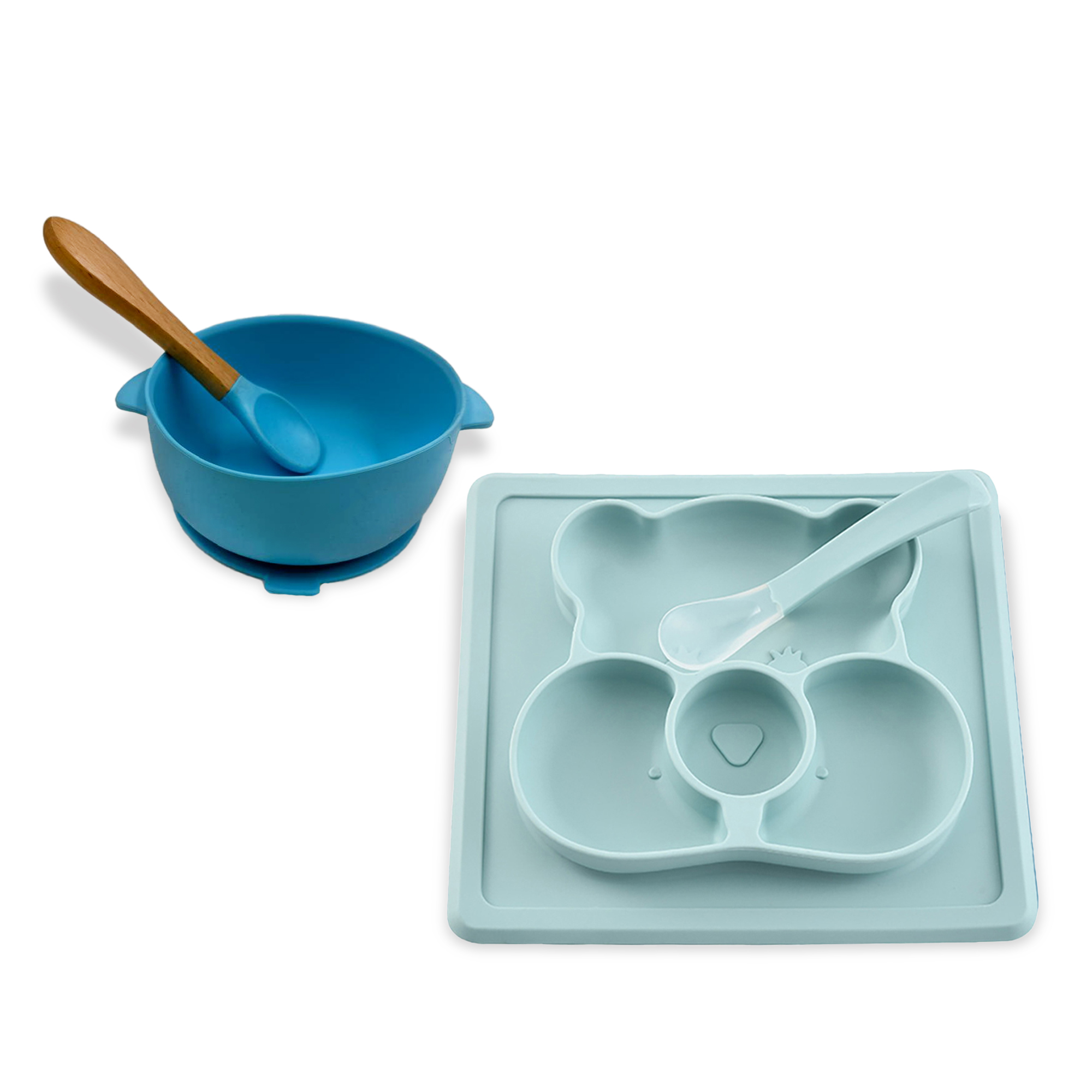 Plato para Bebé con 3 Divisiones y Plato hondo con Cucharas, 