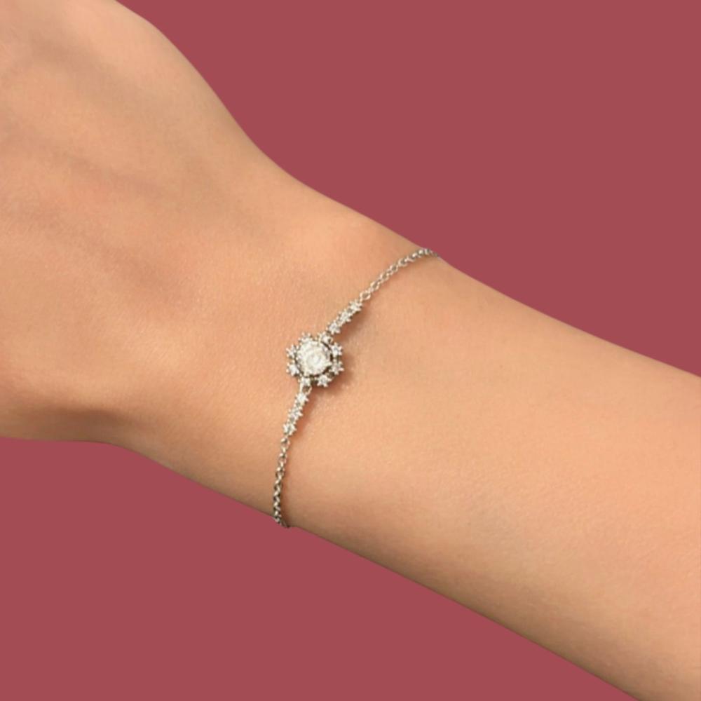 Pulsera de Plata 925 Zirconias Brillos Ajustable Mujer