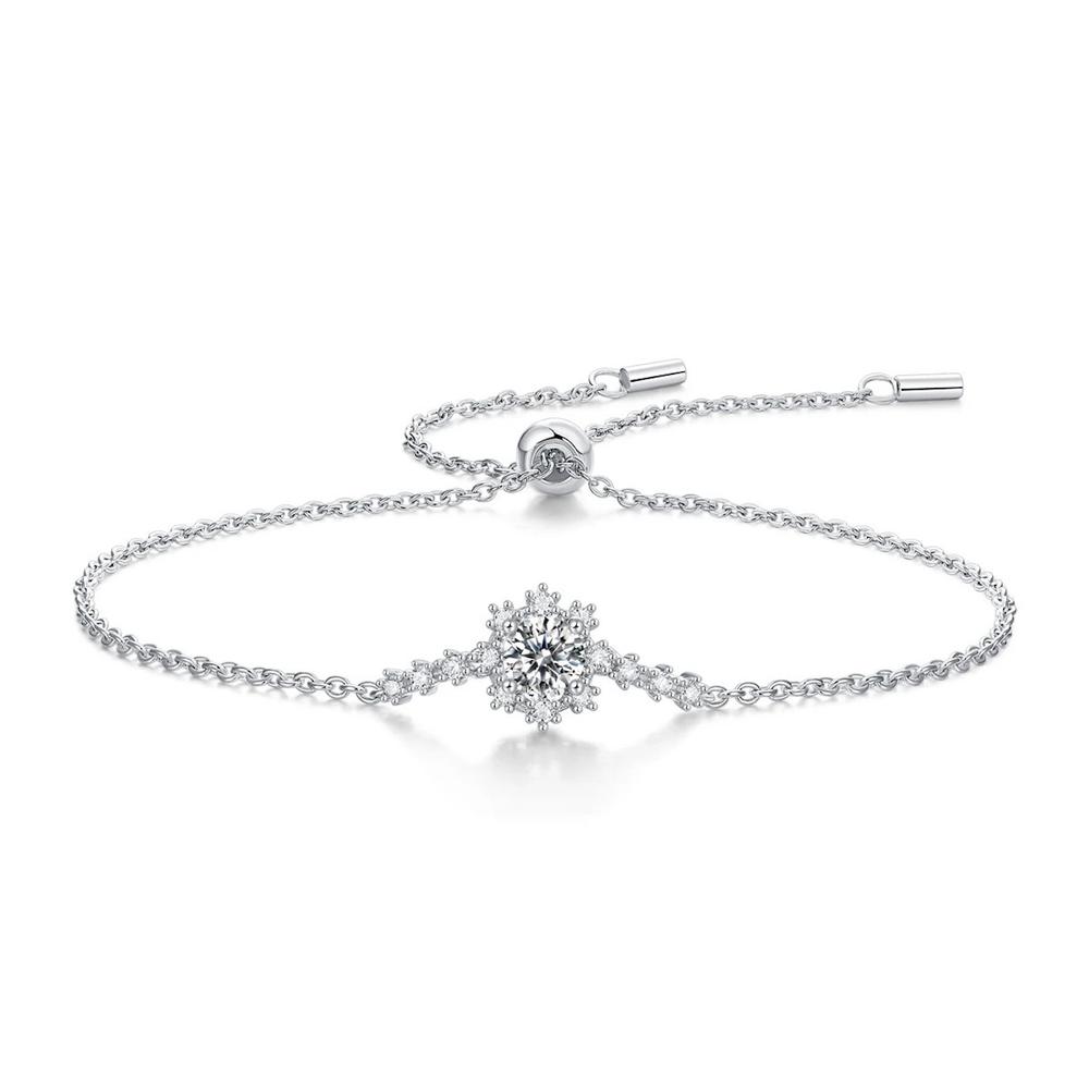 Pulsera de Plata 925 Zirconias Brillos Ajustable Mujer