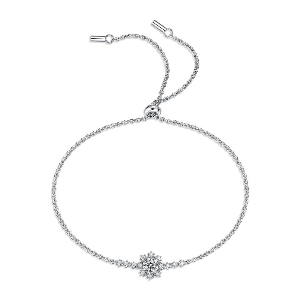 Pulsera de Plata 925 Zirconias Brillos Ajustable Mujer