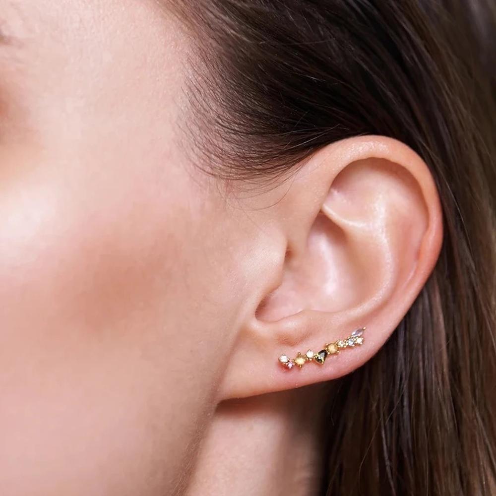 Aretes Mujer Zirconias Colores Plata 925 Baño De Oro 18k